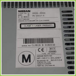 Autoradio NISSAN QASHQAI J10E/JJ10E 1.5 dCi 28185-JD05A 2007 2010 NISSAN PN-3001F-A