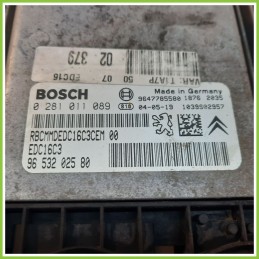 Centralina Motore Iniezione ECU BOSCH 0281011089 PEUGEOT 206 1.4 9653202580 1998 2009