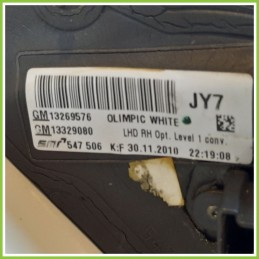 Specchio Specchietto Retrovisore Destro DX OLIMPIC WHITE OPEL INSIGNIA G09 2008 2013 SMR 547506 Originale Usato