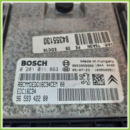 Centralina Motore Iniezione ECU BOSCH 0281011863 PEUGEOT 307 1.6 16V 9659342280 2005 2008