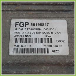 Centralina Motore Iniezione ECU MAGNETI MARELLI MJD6JF.P3 FIAT PUNTO VAN 2U 1.3 16V 55195817 2003 2011