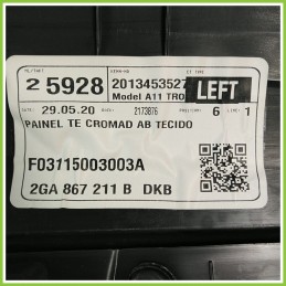 Rivestimento Porta Posteriore Sinistro SX VOLKSWAGEN T-ROC 1.5 TSI 2GA867211BDKB 2017 2018 VOLKSWAGEN