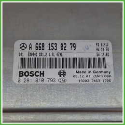 Centralina Motore Iniezione ECU BOSCH 0281010793 MERCEDES-BENZ Classe A W168 CDI 70kw A6681530279 2001 2004