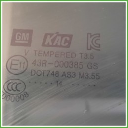 Cristallo Laterale Scendente Posteriore Destro DX CHEVROLET (DAEWOO) TRAX 5 Porte 95276496 2013 KAC Korea Autoglass 6494C