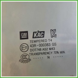 Cristallo Laterale Scendente Anteriore Sinistro SX CHEVROLET (DAEWOO) TRAX 5 Porte 25993405 2013 KAC Korea Autoglass 34050C