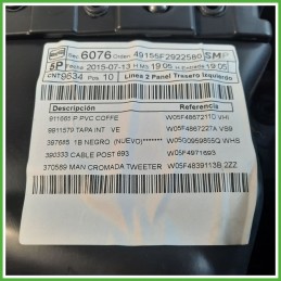 Rivestimento Porta Posteriore Sinistro SX SEAT LEON 1.6 TDI 5F4867211ASI2 2012 2017