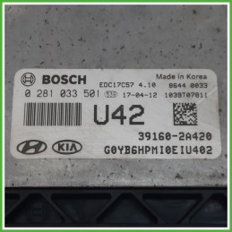 Centralina Motore Iniezione ECU BOSCH 0281033501 KIA RIO 3a Serie 1.4 66kw 391602A420 2015 2017