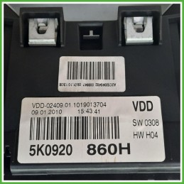 Quadro strumenti contachilometri tachimetro VDO VDD-02409.01 VOLKSWAGEN GOLF 5K/AJ 1.2 Twin Spark 5K0920860HV