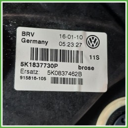 Alzacristalli Alzavetro Elettrico Anteriore Destro DX VOLKSWAGEN GOLF 5K/AJ 5K0837462D 2008 2012 BROSE 910927-110