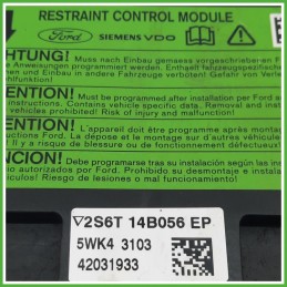 Centralina Airbag SIEMENS 5WK43103 FORD FIESTA CBK 1.4 2S6T14B056EP 2002 2005