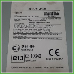 Infotainment SUBARU XV 2.0 86271FJ420 2012 2017 FUJITSU FT0021A