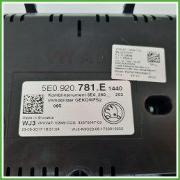 Quadro strumenti contachilometri tachimetro VISTEON WJ3 SKODA OCTAVIA 5E 2.0 TDI 5E0920781E