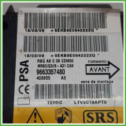Centralina Airbag TEMIC 2-1355918-1B CITROEN C3 2a Serie 1.1 9663357480 2005 2010