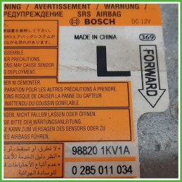 Centralina Airbag BOSCH 0285011034 NISSAN JUKE F15E 1.5 dCi 988201KV7A 2010 2018