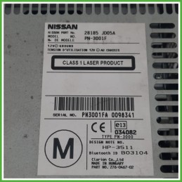 Autoradio NISSAN QASHQAI J10E/JJ10E 1.6 16V 28185JD05A 2007 2010 NISSAN PN-3001F