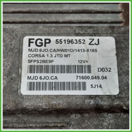Centralina Motore Iniezione ECU MAGNETI MARELLI MJD6J0.CA OPEL CORSA X01 1.3 16V 51kw 55196352 2000 2006