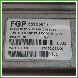 Centralina Motore Iniezione ECU MAGNETI MARELLI MDJ6JF.P3 FIAT PUNTO 2U 1.3 16V MJT 51kw 55195817 2003 2007