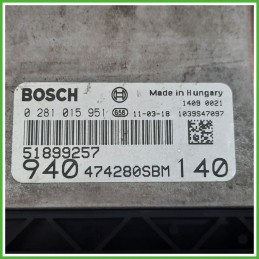 Centralina Motore Iniezione ECU BOSCH 0281015951 ALFA ROMEO GIULIETTA X7 2.0 JTDm 103kw 51899257 2010 2013