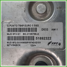 Centralina Motore Iniezione ECU MAGNETI MARELLI MJD8F2.G1 FIAT GRANDE PUNTO 3X 1.3 MJT 55kw 51892322 2009 2014