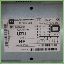 Autoradio OPEL CORSA S07 1.2 16V 13289921 2006 2011 DELPHI 467318088