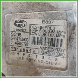Compressore Clima AC Aria Condizionata MAGNETI MARELLI SC08 FIAT PUNTO 1N/1P 592475900
