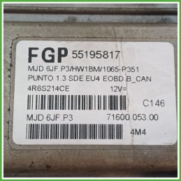 Centralina Motore Iniezione ECU MAGNETI MARELLI MJD6JF.P3 FIAT PUNTO 2U 1.3 16V MJT 51kw 55195817 2003 2007