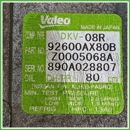 Compressore Clima AC Aria Condizionata VALEO DKV-08R NISSAN MICRA K12E 92600AX84B
