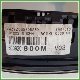 Quadro strumenti contachilometri tachimetro VDO 110.080.124.015A VOLKSWAGEN POLO 9N 1.4 TDI 6Q0920800M0