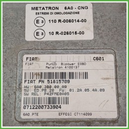 Centralina Motore Iniezione GAS METATRON 6A0-CNG FIAT PUNTO CLASSIC 2U 1.2 44kw 51815709 2007 2011