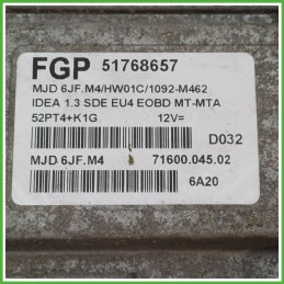 Centralina Motore Iniezione ECU MAGNETI MARELLI MJD6JF.M4 FIAT IDEA 4D/2S 1.3 16V 51kw 51768657 2003 2012