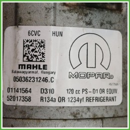 Compressore Clima AC Aria Condizionata MAHLE 6CVC FIAT TIPO 6J 52216789