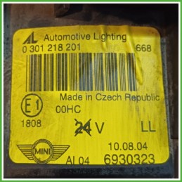 Faro Fanale Proiettore Anteriore Destro DX AUTOMOTIVE LIGHTING 0301218201 MINI MINI R50/R53 63126911704 Usato