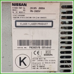 Autoradio NISSAN QASHQAI J10E/JJ10E 1.6 16V 28185JD00A 2007 2010 NISSAN PN-2805F