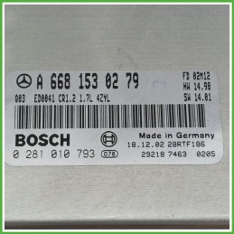 Centralina Motore Iniezione ECU BOSCH 0281010793 MERCEDES-BENZ Classe A W168 CDI 70kw A6681530279 2001 2004
