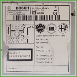 Autoradio ALFA ROMEO MiTo X6 1.3 JTDm 156099053 2008 2011 BOSCH 7640331316