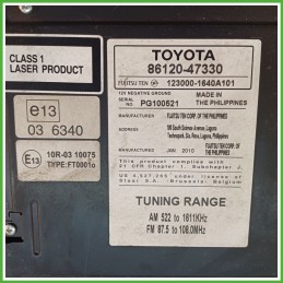 Autoradio TOYOTA PRIUS 3a Serie 1.8 8612047330 2009 2016 FUJITSU 123000-1640A101