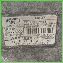 Compressore Clima AC Aria Condizionata MAGNETI MARELLI SC08 LANCIA Y 46514443