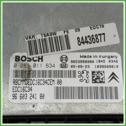 Centralina Motore Iniezione ECU BOSCH 0281011634 PEUGEOT 307 1.6 16V 80kw 1940XC 2001 2006