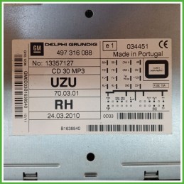 Autoradio OPEL CORSA S07 1.3 13357158 2011 2015 DELPHI 497316088