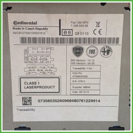 Autoradio FIAT PANDA 33 0.9 Turbo 735603526 2011 2017 CONTINENTAL A2C912703010