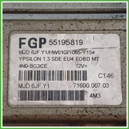Centralina Motore Iniezione ECU MAGNETI MARELLI MJD6JF.Y1 LANCIA YPSILON TE 1.3 16V 51kw 55195819 2003 2006
