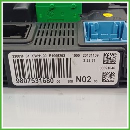 Body Computer Centralina Modulo BCM BSI VALEO BSI-N02-00 PEUGEOT 208 1.2 12V 9807531680 2012 2015