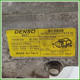 Compressore Clima AC Aria Condizionata DENSO SCSB06 FIAT PUNTO CLASSIC 2U 51747318