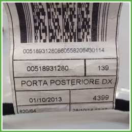 Cablaggio Elettrico Porta Posteriore Destro DX FIAT PANDA 33 0.9 Turbo 312A2000 51893128 2011 2017