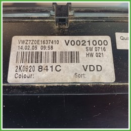 Quadro strumenti contachilometri tachimetro VDO 110.080.237/019 VOLKSWAGEN CADDY 2K 2.0 TDI 2K0920841C