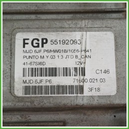 Centralina Motore Iniezione ECU MAGNETI MARELLI MJD6JF.P6 FIAT PUNTO 2U 1.3 16V MJT 51kw 55192093 2003 2007