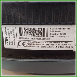 Airbag Guidatore Sinistro SX FIAT PANDA 33 0.9 Turbo 735772796 2011 2017 TRW 34087201B