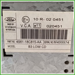 Autoradio FORD FIESTA CBK 1.2 16V 4S6118C815AA 2002 2005 VISTEON B3-LOW-CD