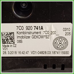 Quadro strumenti contachilometri tachimetro VDO A2C1354930001 VOLKSWAGEN CRAFTER FURGONE 2.0 TDI 7C0920749