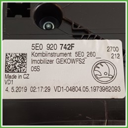Quadro strumenti contachilometri tachimetro VDO A2C1635570001 SKODA OCTAVIA 5E 1.5 5E0920740E